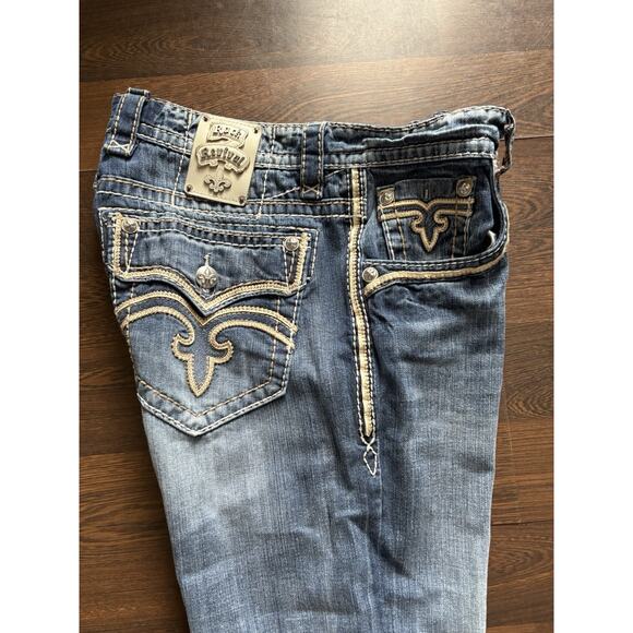 Men's Rock Revival Joshua Relaxed Fit Straight Denim Blue Jeans Sz 36X 30 - Picture 2 of 16